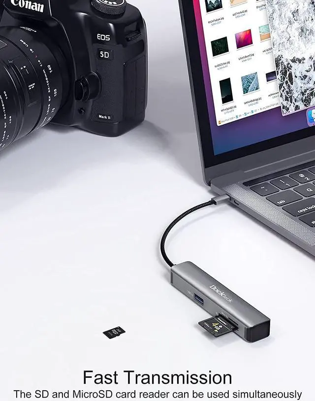 Alt view image 5 of 5 - Dockteck USB C Hub, 5 in 1 USBC Hub Multiport Adapter with 4K HDMI, 2 USB A 5Gbps Data Ports, MicroSD and SD Card Reader, for MacBook Pro, MacBook Air, iPad Pro, Microsoft Surface Pro, and More