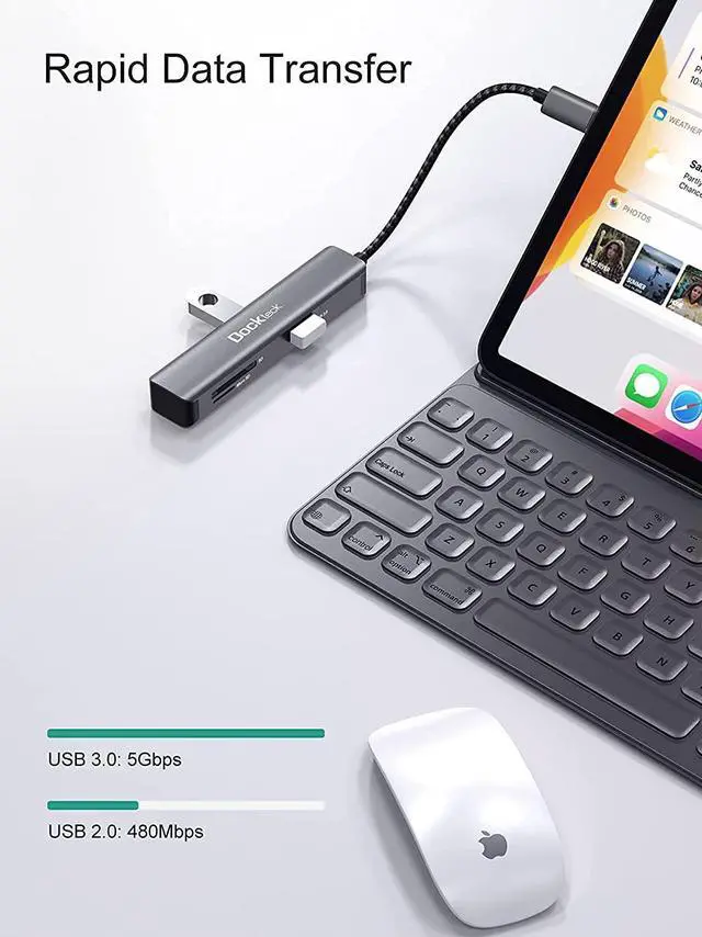 Alt view image 4 of 5 - Dockteck USB C Hub, 5 in 1 USBC Hub Multiport Adapter with 4K HDMI, 2 USB A 5Gbps Data Ports, MicroSD and SD Card Reader, for MacBook Pro, MacBook Air, iPad Pro, Microsoft Surface Pro, and More