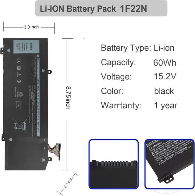Alt view image 2 of 5 - Gomarty 1F22N Laptop Battery for Dell Alienware M15 R1 M17 R1,G5 15 5590,G7 7590 7790,G5 5590 5590-D2783W D2743B D2842W D2843W D2865B Series JJPFK 0JJPFK 06YV0V