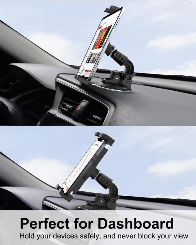 Alt view image 5 of 5 - Dosvsi Windshield Car Tablet Mount, Heavy Duty Window Dashboard Tablet Holder, 95mm Powerful Suction Mount for iPad Pro 12.9 11 Air Mini, Galaxy Tab, Z Fold,More 4-13'' Tablets, 1/4'' Screw for Camera