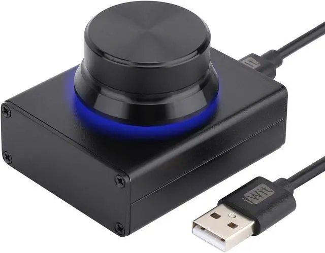 Main image of DROK USB Volume Knob, Small PC Computer Speaker Volume Control Audio External USB Volume Control Knob with 1-Key Mute Function Support Win7 8 10 XP Mac Vista Android, Black