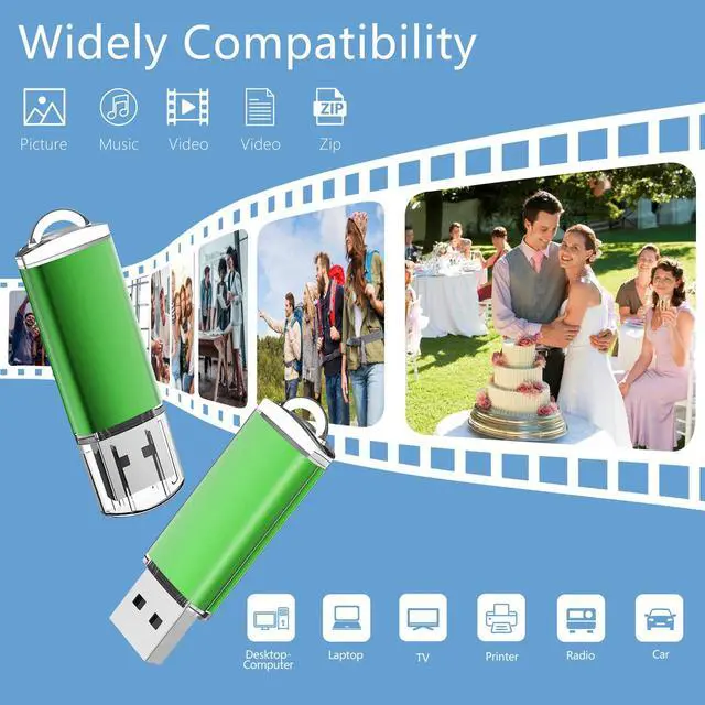 Alt view image 4 of 5 - EASTBULL 2.0 USB Bulk Flash Drive 8GB Flash Drives 20 Pack USB 2.0 Drive Bulk Memory Thumb Drive for Storage and Backup 8GB 20 Pack Green