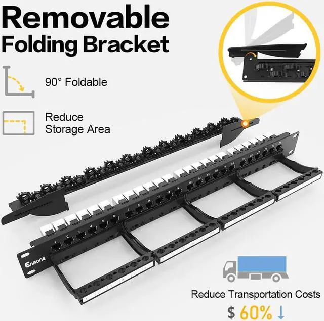 Alt view image 2 of 5 - Enmane 24 Port Patch Panel CAT6A Keystone Patch Panel Shielded with Smart Cable Management for 19 inch Rack Mount(RJ45 Patch Panel)