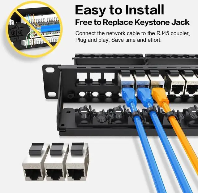 Alt view image 4 of 5 - Enmane 24 Port Patch Panel CAT6A Keystone Patch Panel Shielded with Smart Cable Management for 19 inch Rack Mount(RJ45 Patch Panel)