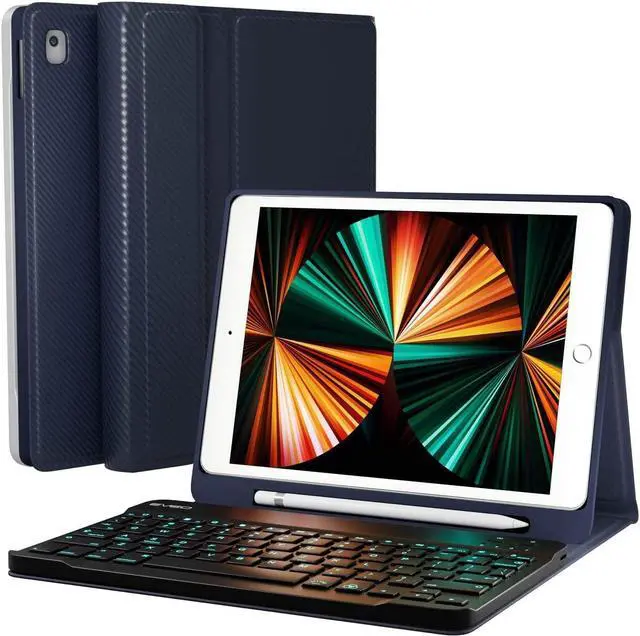 Main image of EVEO iPad Case with Keyboard 10.2'' - iPad 9th Generation Case with Keyboard - for iPad Case 9th Generation/8th Gen/7th iPad Keyboard case 9th Generation iPad case, Built-in Pencil Holder-Dark Blue