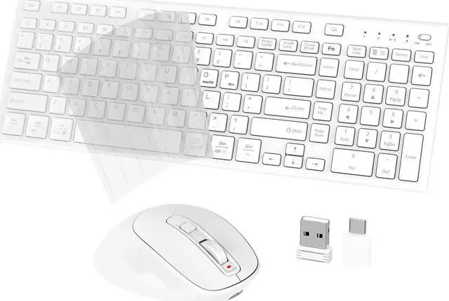 Alt view image 2 of 5 - Wireless Keyboard and Mouse -Ergonomics Slim Silent Keyboard Mouse Combo - Compact Size with Number Pad for Windows and macOS,PC/Computer/Laptop/Tablet