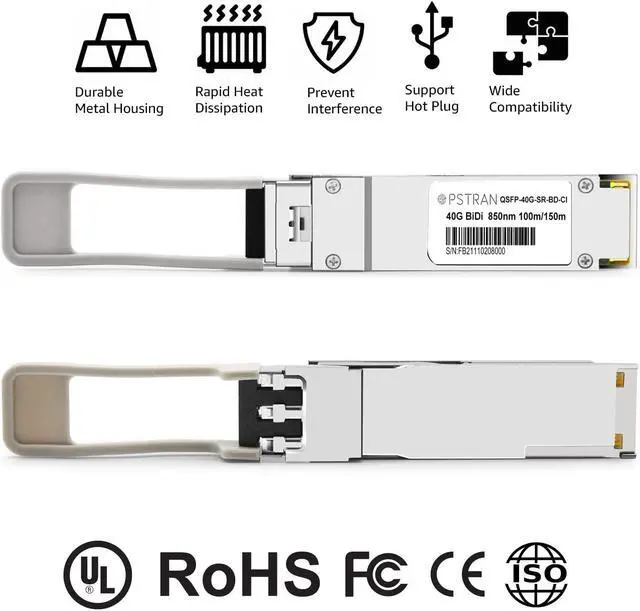 Alt view image 2 of 5 - OPSTRAN 40GBASE-SR BiDi QSFP+ Optical Transceiver Module Compatible with Cisco QSFP-40G-SR-BD Meraki MA-QSFP-40G-SR-BD 40GBASE-SR Bi-Directional MMF 832nm - 918nm 150m Duplex LC