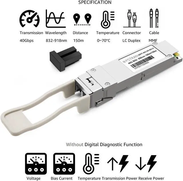 Alt view image 3 of 5 - OPSTRAN 40GBASE-SR BiDi QSFP+ Optical Transceiver Module Compatible with Cisco QSFP-40G-SR-BD Meraki MA-QSFP-40G-SR-BD 40GBASE-SR Bi-Directional MMF 832nm - 918nm 150m Duplex LC