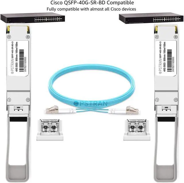 Alt view image 4 of 5 - OPSTRAN 40GBASE-SR BiDi QSFP+ Optical Transceiver Module Compatible with Cisco QSFP-40G-SR-BD Meraki MA-QSFP-40G-SR-BD 40GBASE-SR Bi-Directional MMF 832nm - 918nm 150m Duplex LC