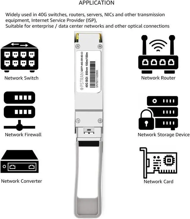Alt view image 5 of 5 - OPSTRAN 40GBASE-SR BiDi QSFP+ Optical Transceiver Module Compatible with Cisco QSFP-40G-SR-BD Meraki MA-QSFP-40G-SR-BD 40GBASE-SR Bi-Directional MMF 832nm - 918nm 150m Duplex LC