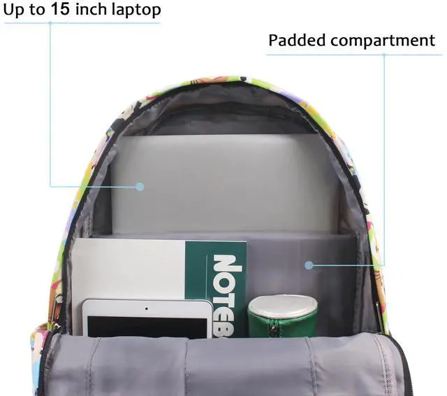 Alt view image 2 of 5 - Mickey Minnie Comic Style Canvas Backpack Casual Daypack with 15 in Laptop Storage Compartment