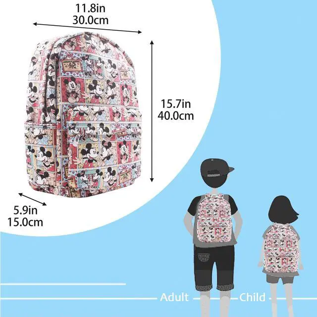 Alt view image 5 of 5 - Mickey Minnie Comic Style Canvas Backpack Casual Daypack with 15 in Laptop Storage Compartment