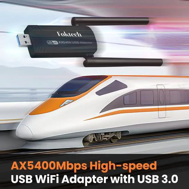 Alt view image 4 of 5 - WiFi 6E AX5400M USB 3.0 WiFi Adapter for PC Desktop, 802.11AX, Tri-Band 6GHz/5GHz/2.4GHz, Dual 5dBi Antennas, Wireless USB WiFi Dongle Network Adapter for Laptop, Only Compatible with Windows 11/10