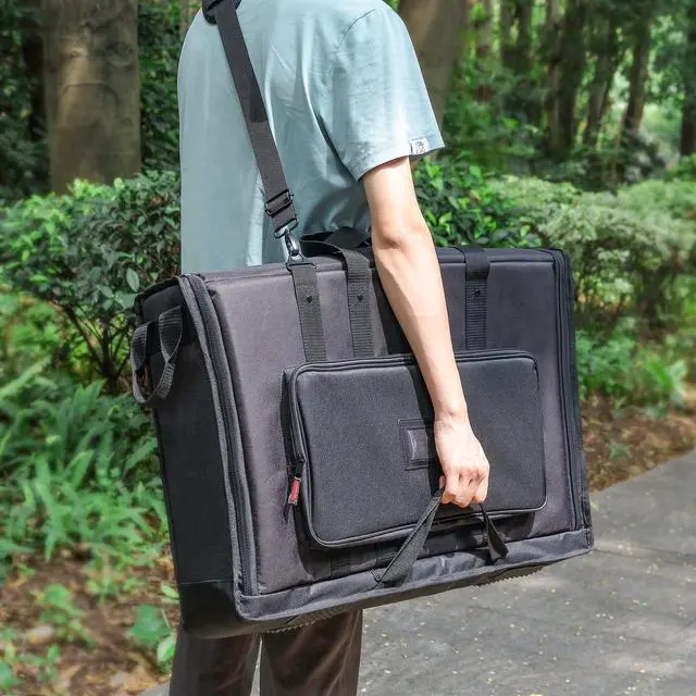 Alt view image 3 of 5 - 1st Place Products Foldable Padded Nylon Tote Carrying Case -Transport LCD Screens, Computers, Monitors & TVs Between 19" - 24" - Water Resistant - Shoulder Strap & Handle Options - Premium Quality