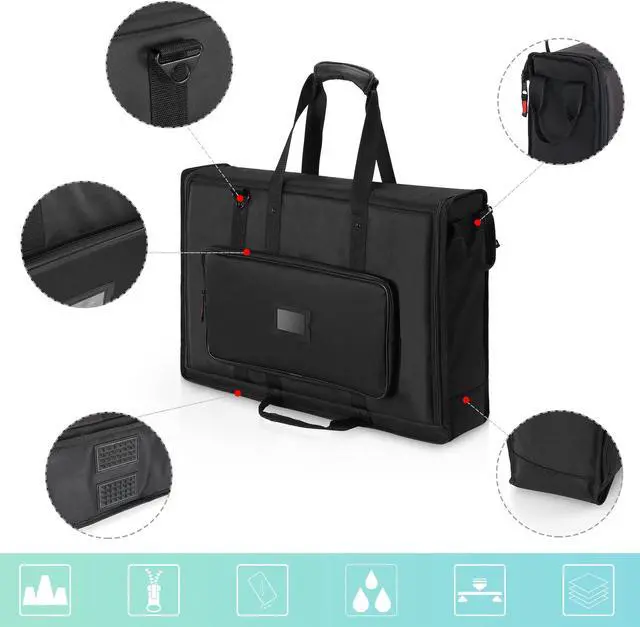 Alt view image 5 of 5 - 1st Place Products Foldable Padded Nylon Tote Carrying Case -Transport LCD Screens, Computers, Monitors & TVs Between 19" - 24" - Water Resistant - Shoulder Strap & Handle Options - Premium Quality