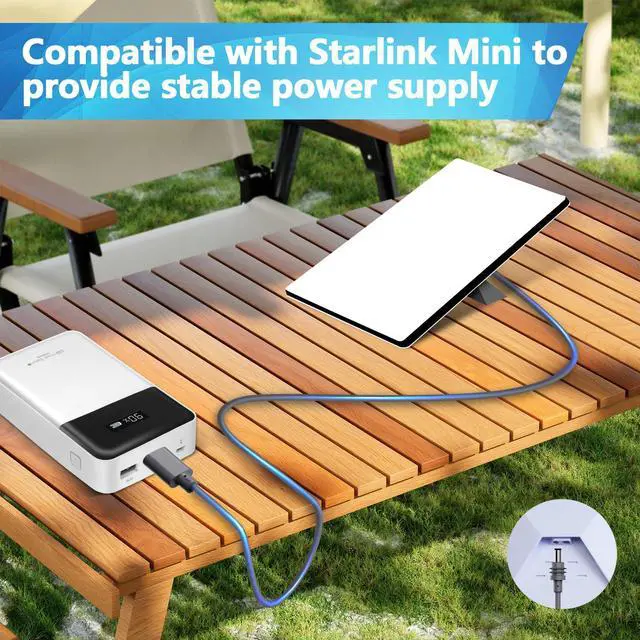 Alt view image 2 of 5 - ABOUSHE Starlink Mini Cable 32.8FT, Starlink Mini USB C to DC Power Cable 100W Input USB Type C to DC Cable for Starlink Mini Work with 65W+ Power Bank and PD Charger Waterproof (32.8FT/10M)
