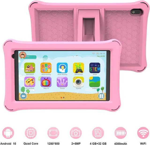 Alt view image 2 of 5 - Kids Tablet 8 inch Toddler Tablet Android Kids Tablet 4GB RAM 32GB ROM 8 inch IPS Touchscreen 1280x800, Iwawa and Parental Controls Kids Tablet , WiFi, Dual Camera, Bluetooth, Shockproof Case