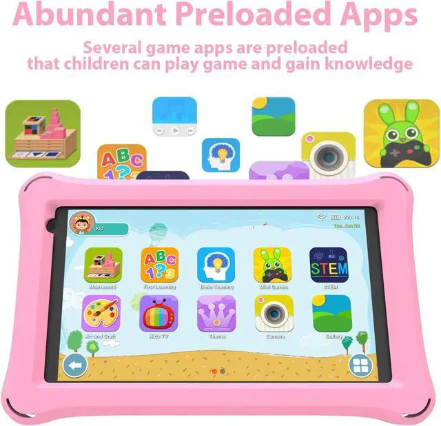 Alt view image 5 of 5 - Kids Tablet 8 inch Toddler Tablet Android Kids Tablet 4GB RAM 32GB ROM 8 inch IPS Touchscreen 1280x800, Iwawa and Parental Controls Kids Tablet , WiFi, Dual Camera, Bluetooth, Shockproof Case