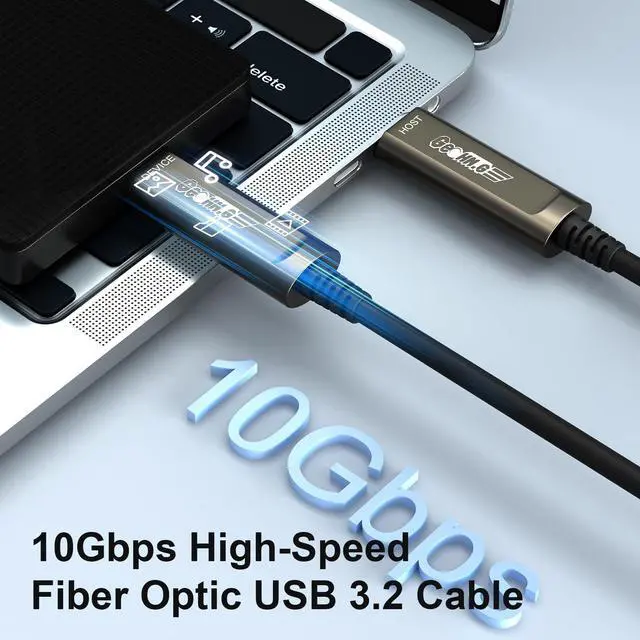 Alt view image 2 of 5 - GeoHN.G USB C to C Fiber Optic Cable 15M/50FT, USB 3.2 10Gbps Long Distance Data Transfer USB C Extension Cable for VR, Camera, Mini PC, Laptop, Webcam, Printer and More