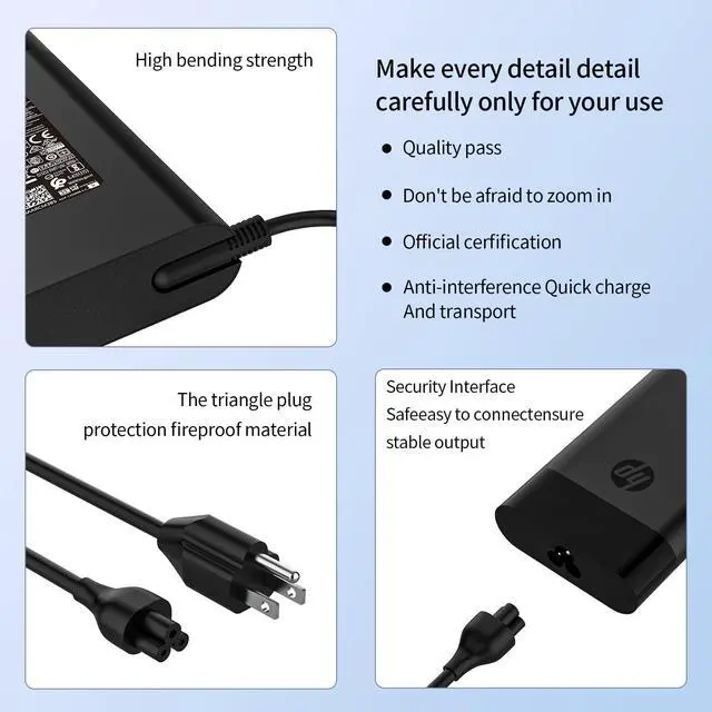 Alt view image 5 of 5 - New 230W Charger Fit for HP Omen 15 16 17 M41303-001 M85389-003 M35733-001 M85389-001 TPN-LA10 TPN-DA12 PSA-1231-08HP 19.5V 11.8A Gaming Laptop Power Supply Adapter 4.5x3.0 mm Blue tip (230W)