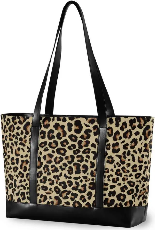 Main image of ALAZA Cheetah Leopard Laptop Tote Bag,Fits 15.6 Inch Laptop,Womens Lightweight Canvas Leather Tote Bag Shoulder Bag