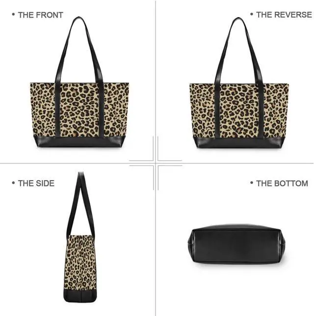 Alt view image 3 of 5 - ALAZA Cheetah Leopard Laptop Tote Bag,Fits 15.6 Inch Laptop,Womens Lightweight Canvas Leather Tote Bag Shoulder Bag