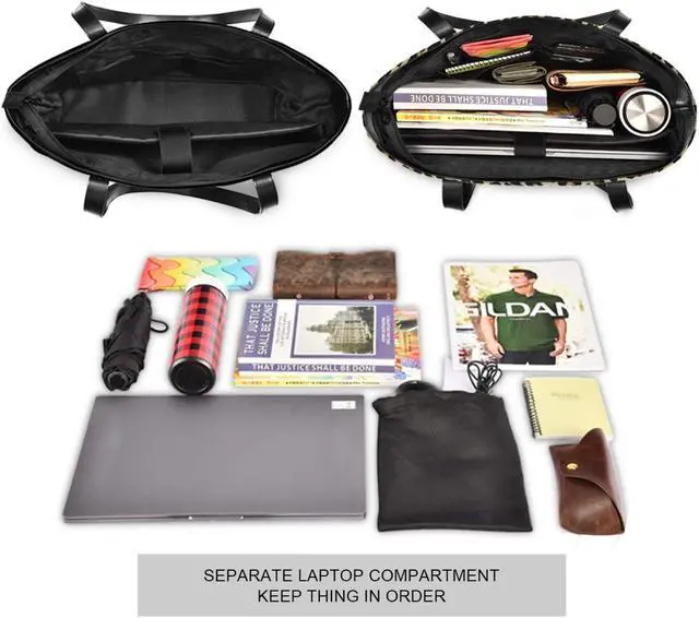 Alt view image 5 of 5 - ALAZA Cheetah Leopard Laptop Tote Bag,Fits 15.6 Inch Laptop,Womens Lightweight Canvas Leather Tote Bag Shoulder Bag