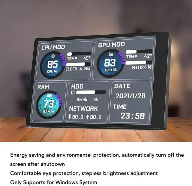 Alt view image 3 of 5 - GOWENIC 3.5in Computer Temp Monitor, PC Sensor Panel Display, PC CPU GPU HDD Data Monitor Computer Temperature Display for System (GOWENICprnzt940dh7119)