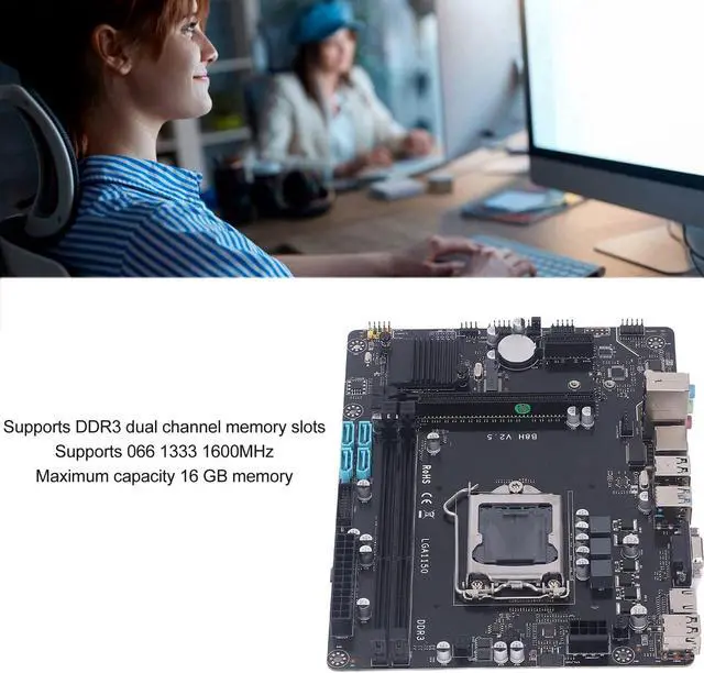 Alt view image 3 of 5 - GOWENIC Desktop Computer Motherboard, B8H B85 1150 Pin Channel DDR3 Memory USB2.0 USB3.0 SATA Interface Gaming Motherboard, Supports LGA1150,SATA Ports