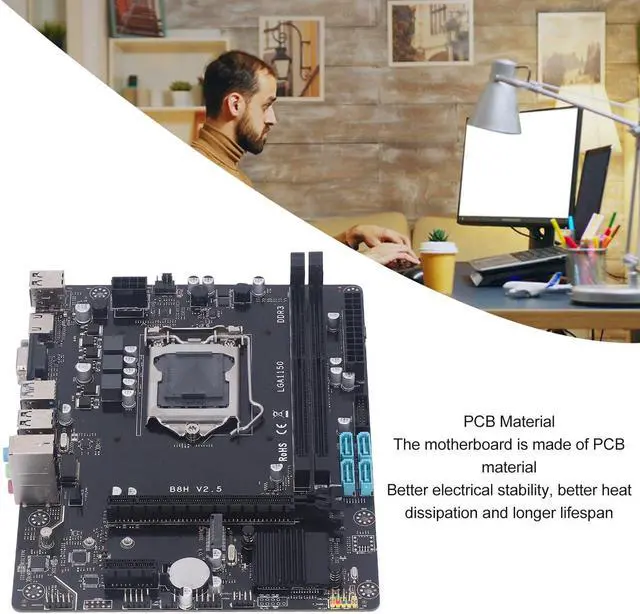 Alt view image 4 of 5 - GOWENIC Desktop Computer Motherboard, B8H B85 1150 Pin Channel DDR3 Memory USB2.0 USB3.0 SATA Interface Gaming Motherboard, Supports LGA1150,SATA Ports