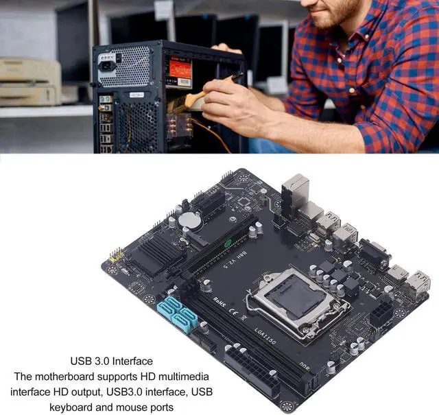 Alt view image 5 of 5 - GOWENIC Desktop Computer Motherboard, B8H B85 1150 Pin Channel DDR3 Memory USB2.0 USB3.0 SATA Interface Gaming Motherboard, Supports LGA1150,SATA Ports