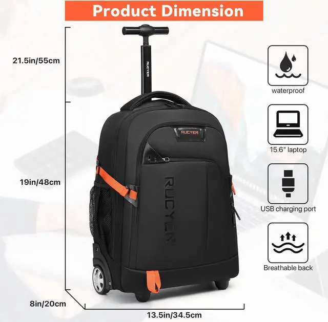 Alt view image 3 of 5 - GOTECH Rolling Backpack, 18 inch Laptop Travel Backpack with Wheels for Men Women, Rolling Wheeled Backpack for Business Travel