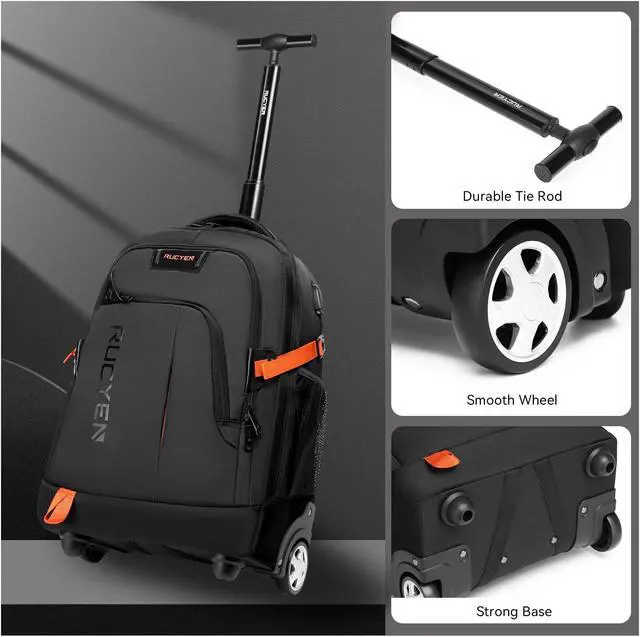 Alt view image 4 of 5 - GOTECH Rolling Backpack, 18 inch Laptop Travel Backpack with Wheels for Men Women, Rolling Wheeled Backpack for Business Travel