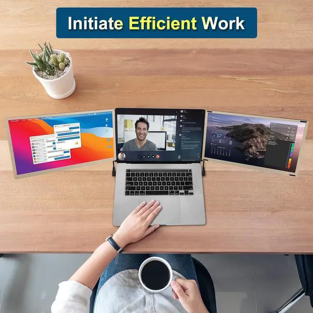 Alt view image 2 of 5 - Alecewey Laptop Screen Extender, 15.6 inch Triple Screen Monitor Extender FHD 1080P HDMI Detached Extended Portable Dual Monitor for 12-17'' Laptop with Window,Mac,Android