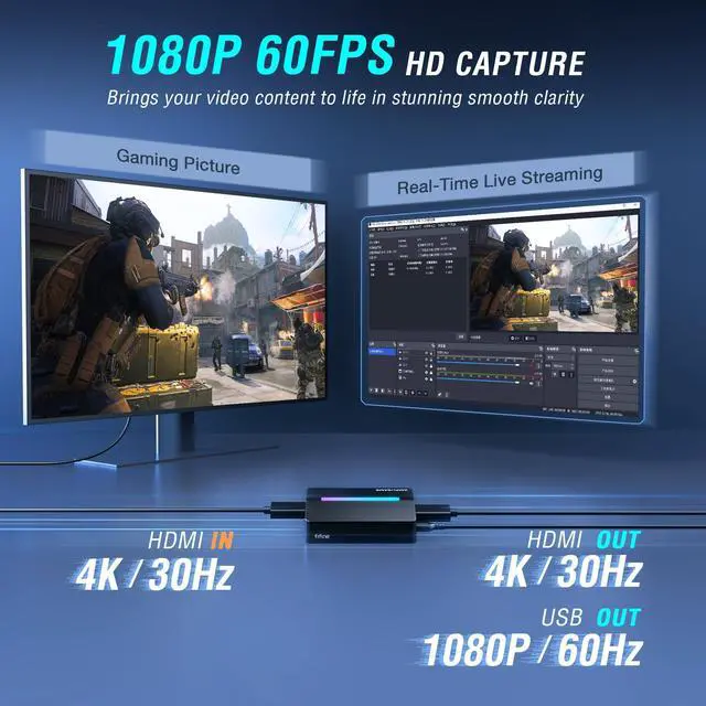 Alt view image 2 of 5 - Fifine AmpliGame Video Capture Card, HD 1080 60fps for Audio Video, Gaming, Live Streaming, 4K HDMI to USB Capture Card Compatible with PS4/Windows/Mac OS/Switch/Xbox-V3