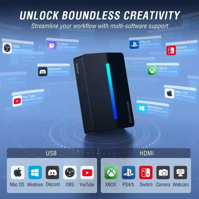 Alt view image 5 of 5 - Fifine AmpliGame Video Capture Card, HD 1080 60fps for Audio Video, Gaming, Live Streaming, 4K HDMI to USB Capture Card Compatible with PS4/Windows/Mac OS/Switch/Xbox-V3