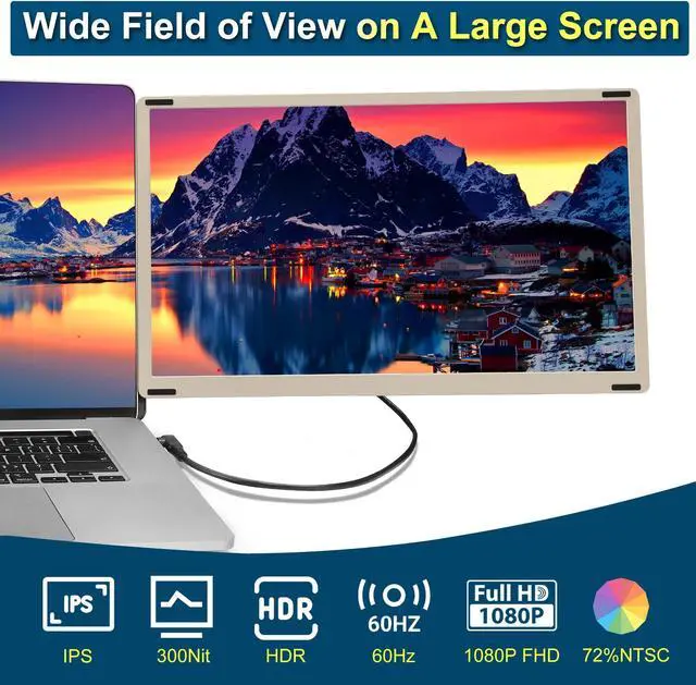 Alt view image 3 of 5 - Alecewey Laptop Screen Extender, 15.6 inch Triple Screen Monitor Extender FHD 1080P HDMI Detached Extended Portable Dual Monitor for 12-17'' Laptop with Window,Mac,Android