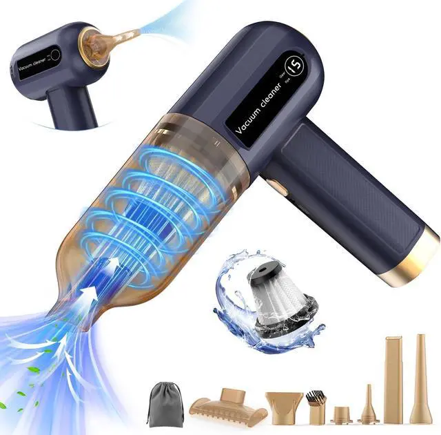 Main image of Handheld Car Vacuum with 3 Suction Power & Speed Display:15000Pa Keyboard Vacuum Cleaner Mini 4 in 1 Compressed Air Duster Cordless Hand Pump for Computer Sewing Machine Home Office Pet Hair