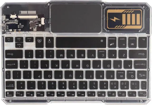 Main image of Transparent Wireless Keyboard with 7 Colors Backlits, Rechargeable, Fast BT Connection, Media Function Keys, Transparent Acrylic, Large Capacity Battery (Black)