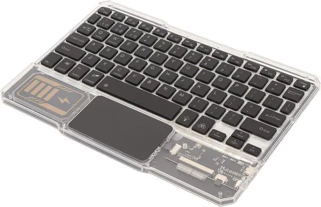 Alt view image 2 of 5 - Transparent Wireless Keyboard with 7 Colors Backlits, Rechargeable, Fast BT Connection, Media Function Keys, Transparent Acrylic, Large Capacity Battery (Black)