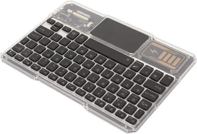Alt view image 3 of 5 - Transparent Wireless Keyboard with 7 Colors Backlits, Rechargeable, Fast BT Connection, Media Function Keys, Transparent Acrylic, Large Capacity Battery (Black)