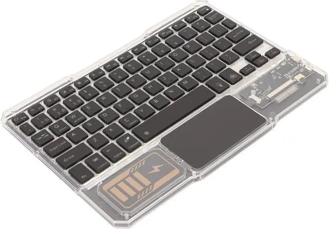 Alt view image 5 of 5 - Transparent Wireless Keyboard with 7 Colors Backlits, Rechargeable, Fast BT Connection, Media Function Keys, Transparent Acrylic, Large Capacity Battery (Black)