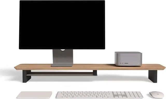 Main image of amesoba Large Wood Desk Shelf / Dual Monitor Stand / Computer Monitor Riser Desk Stand / Wooden monitor stand for desk 2 monitors (WhiteOak)
