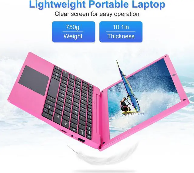 Alt view image 5 of 5 - HBESTORE 10.1Inch Laptop,Quad-Core Processor with Android 12.0 OS,2GB RAM,64GB EMMC,Built-in Camera, WiFi,USB Interface,Tpye-C Charging for Learning and Entertainment (Pink 2GB+64GB)