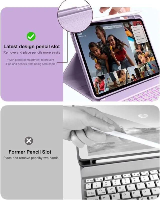 Alt view image 5 of 5 - aoub Keyboard Case for iPad 11th 10th Generation 11 inch (A16) 2025/2022-7 Color Backlit Wireless Detachable Keyboard, Stand Folio Cover with Pencil Holder for iPad 10th Gen 10.9 inch, Purple