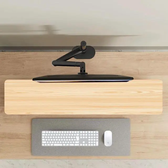 Alt view image 2 of 5 - amesoba Large Wood Desk Shelf / Dual Monitor Stand / Computer Monitor Riser Desk Stand / Wooden monitor stand for desk 2 monitors (WhiteOak)