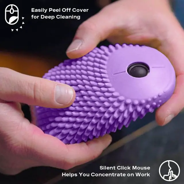 Alt view image 5 of 5 - HedgeHog Health Hoglet Wireless Computer Mouse - Cute, Functional, and Tactile Fidget Tool. Combines Stress Relief with Comfort and Style, Perfect for Enhancing Focus and Productivity (Purple)