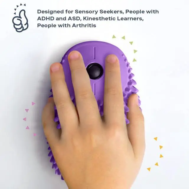 Alt view image 4 of 5 - HedgeHog Health Hoglet Wireless Computer Mouse - Cute, Functional, and Tactile Fidget Tool. Combines Stress Relief with Comfort and Style, Perfect for Enhancing Focus and Productivity (Purple)