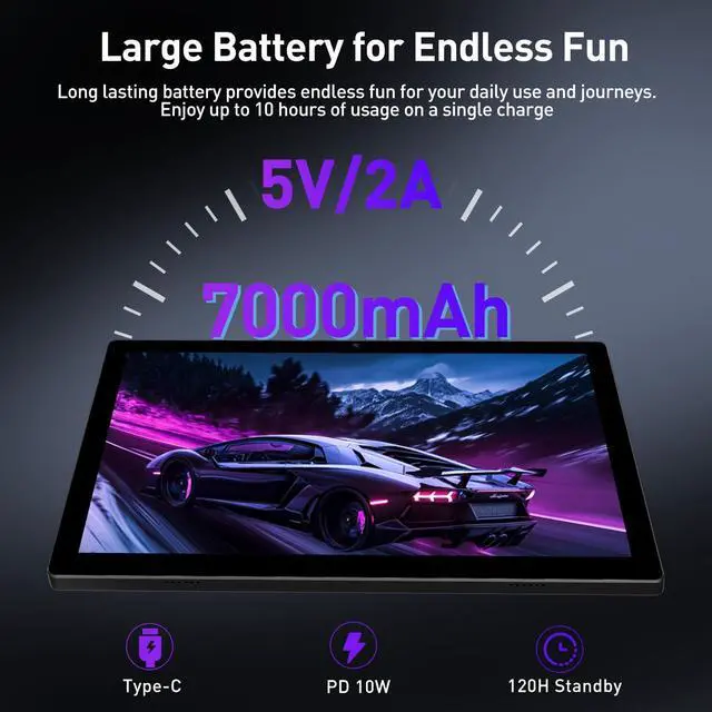 Alt view image 4 of 5 - Android 14 Tablet 10.1 inch, 128GB Storage, 8GB(4+4) RAM, Octa-Core, 5G WiFi Tablet, 7000mAh Battery, BT 5.0, GPS, 13MP+8MP Camera, GMS Certified, 1TB Expandable, Tablet with Keyboard/Mouse/Case Kit