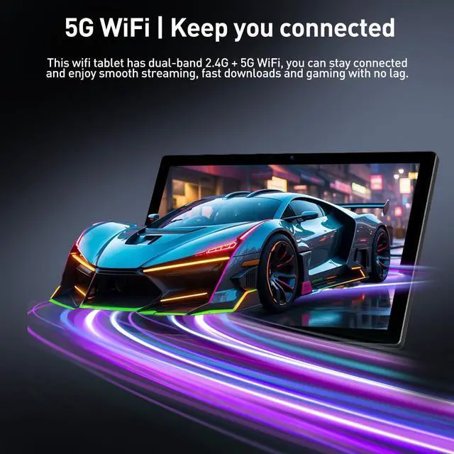 Alt view image 5 of 5 - Android 14 Tablet 10.1 inch, 128GB Storage, 8GB(4+4) RAM, Octa-Core, 5G WiFi Tablet, 7000mAh Battery, BT 5.0, GPS, 13MP+8MP Camera, GMS Certified, 1TB Expandable, Tablet with Keyboard/Mouse/Case Kit